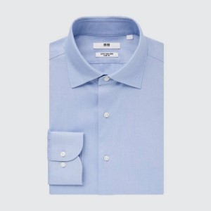 Uniqlo Super Non-iron Slim Fit (Semi-cutaway Collar) Men's Shirts Light Blue | UMQDES256