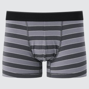 Uniqlo Supima Cotton Low Rise Striped Boxer Men's Underwear Dark Grey | ROPNKM290