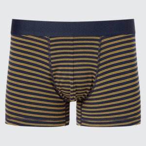 Uniqlo Supima Cotton Striped Low Rise Boxer Men's Underwear Navy | OISFRK726