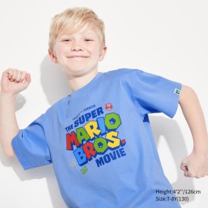 Uniqlo The Super Mario Bros Movie Ut Graphic Kids' T Shirts Blue | URTXSL397