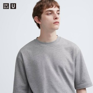 Uniqlo U Airism Cotton Striped Oversized Crew Neck Half Sleeve Men's T Shirts White | LKQCOM923