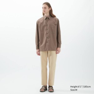 Uniqlo U Oversized Checked Casual Men's Shirts Grey | AMIOPU470