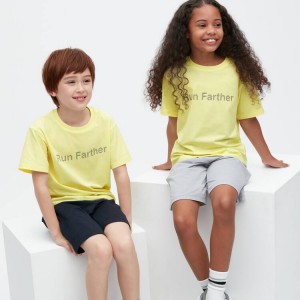 Uniqlo Ultra Stretch Dry-ex Crew Neck Short Sleeved Kids' T Shirts Yellow | NFKPYW894