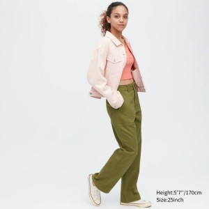 Uniqlo Wide Leg Baker Women's Trousers Olive | HTMNRU246