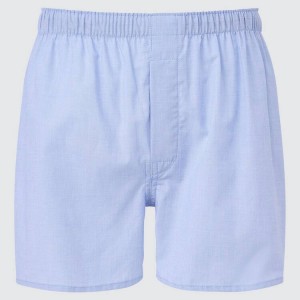 Uniqlo Woven Broadcloth Boxer (2021 Season) Men's Underwear Blue | OMRTLF914