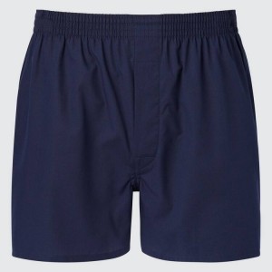 Uniqlo Woven Broadcloth Boxer Men's Underwear Navy | CJMQYG395