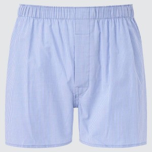 Uniqlo Woven Checked Boxer Men's Underwear Blue | YSCRMP053