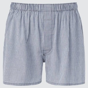 Uniqlo Woven Checked Boxer Men's Underwear Navy | IDUANG163