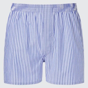 Uniqlo Woven London Striped Boxer Men's Underwear Blue | XIHWUO682