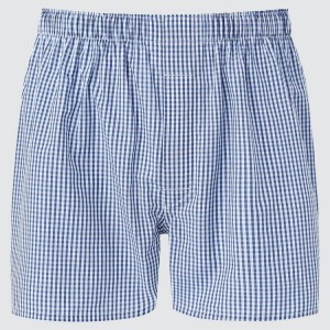 Uniqlo Woven Multicoloured Checked Boxer Men's Underwear Blue | WSDQZH627