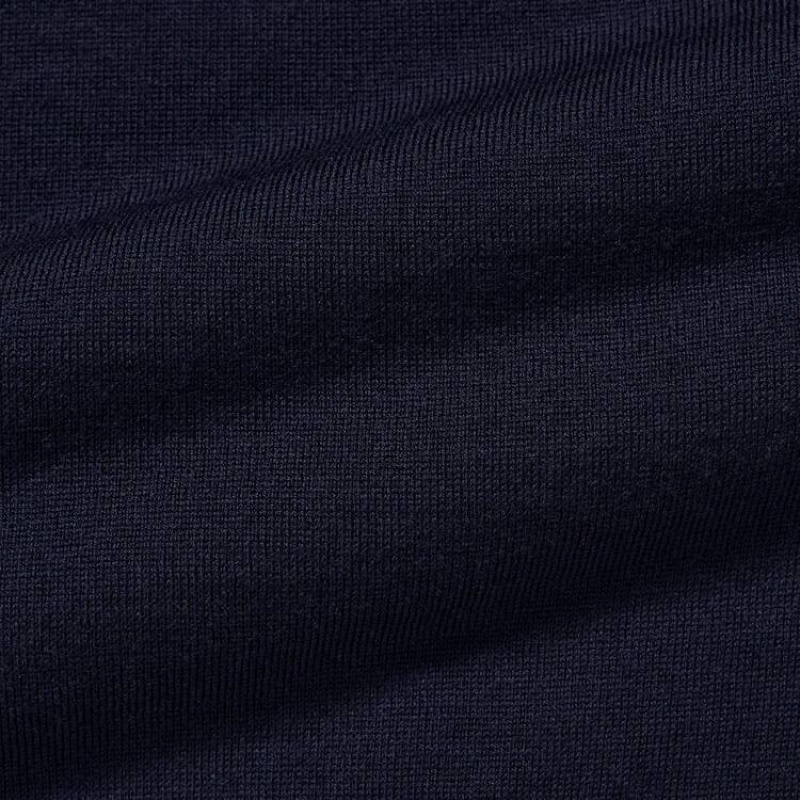 Uniqlo 100% Extra Fine Merino Collar Men's Jumpers Navy | NXAWMQ427