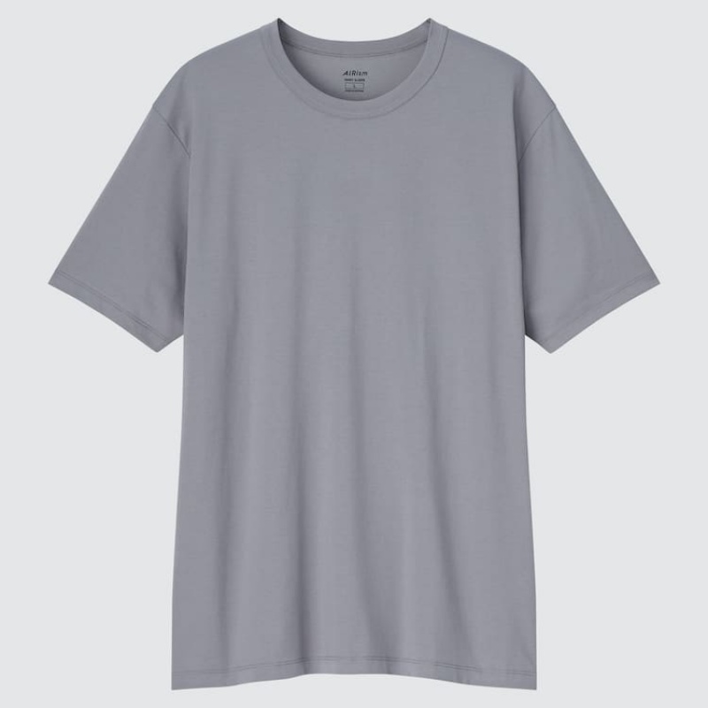 Uniqlo Airism Cotton Crew Neck Men\'s T Shirts Grey | PRUWZB805