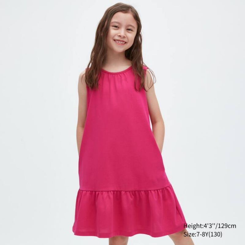 Uniqlo Airism Cotton Frill Sleeveless Kids\' Dress Pink | MASDUK601