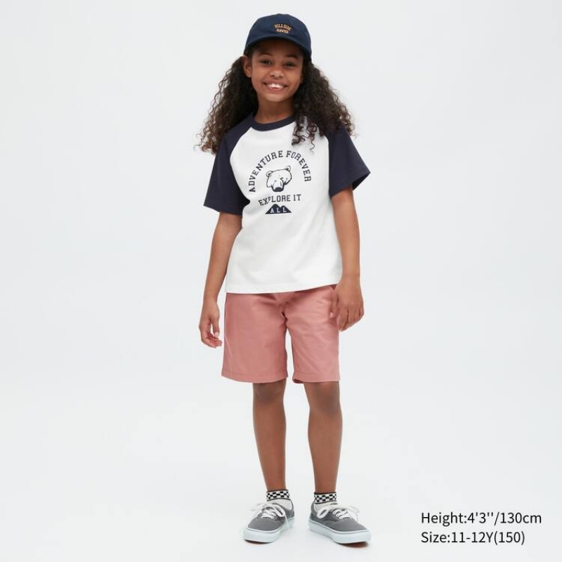 Uniqlo Airism Cotton Graphic Short Sleeved Kids' T Shirts White | WVZBJL165