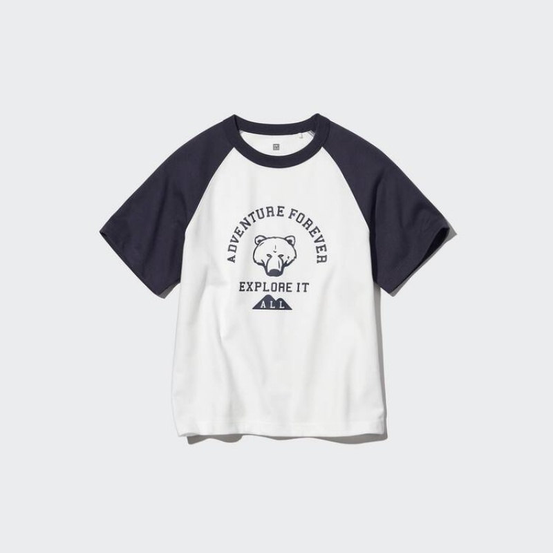 Uniqlo Airism Cotton Graphic Short Sleeved Kids' T Shirts White | WVZBJL165