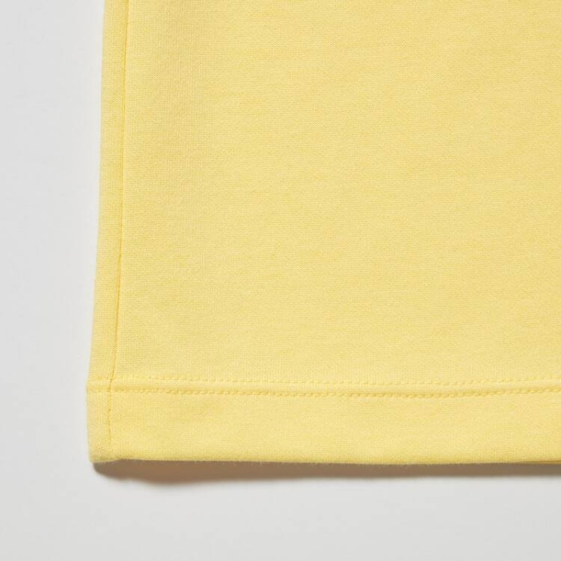 Uniqlo Airism Cotton Graphic Short Sleeved Kids' T Shirts Yellow | ZKPSVX765