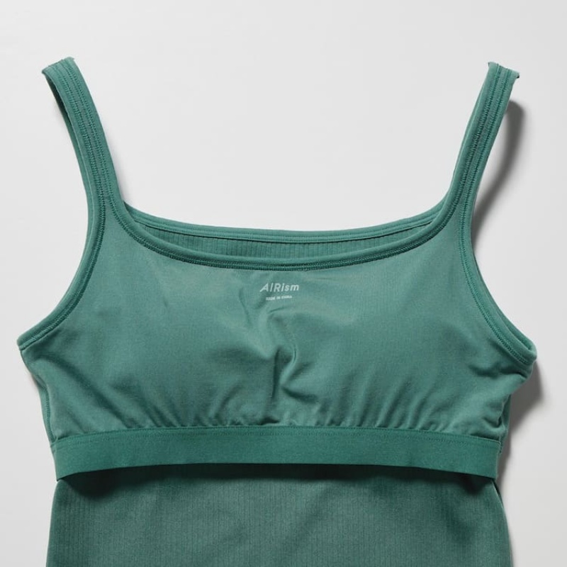 Uniqlo Airism Cotton Ribbed Sleeveless Women's Vest Green | BMWPCH310