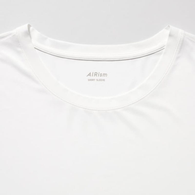 Uniqlo Airism Crew Neck Short Sleeved Men's T Shirts White | WAJRMH817