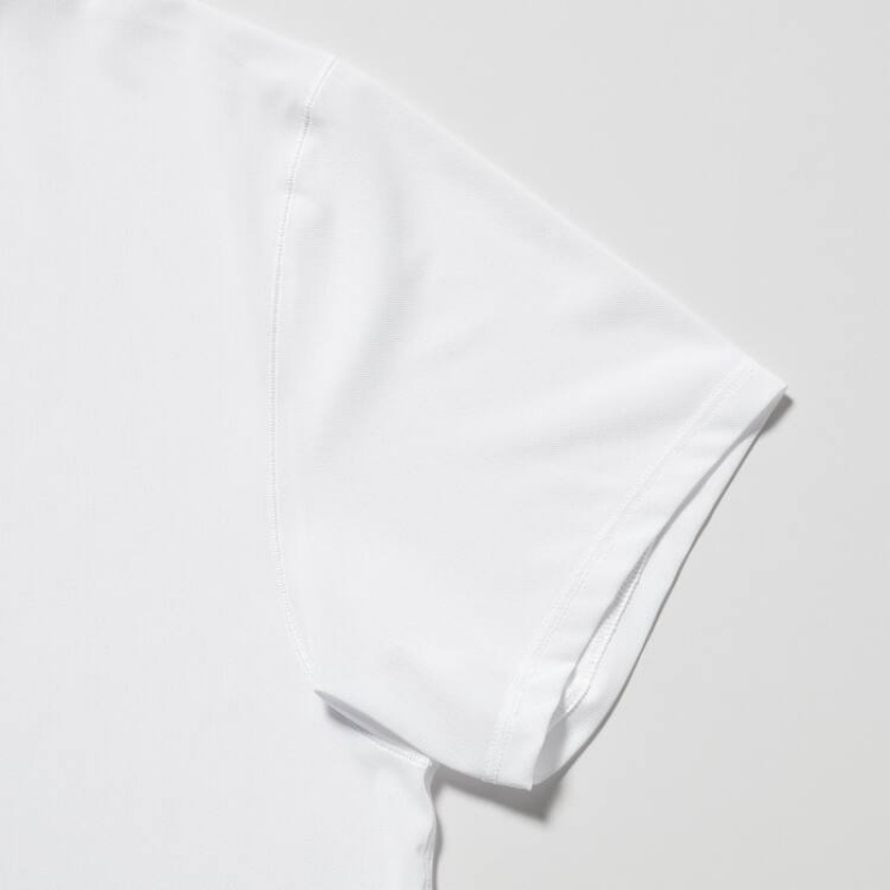 Uniqlo Airism Dry-ex Mesh Crew Neck Short Sleeved Men's T Shirts White | KYBCSI427