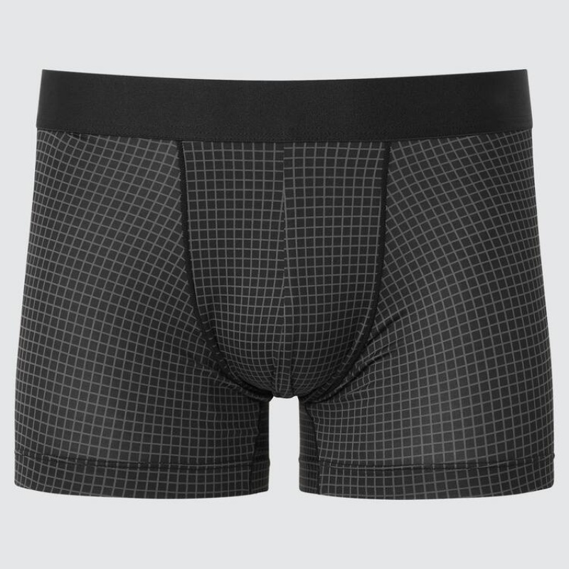 Uniqlo Airism Low Rise Checked Boxers Men\'s Underwear Black | WZJYNB645