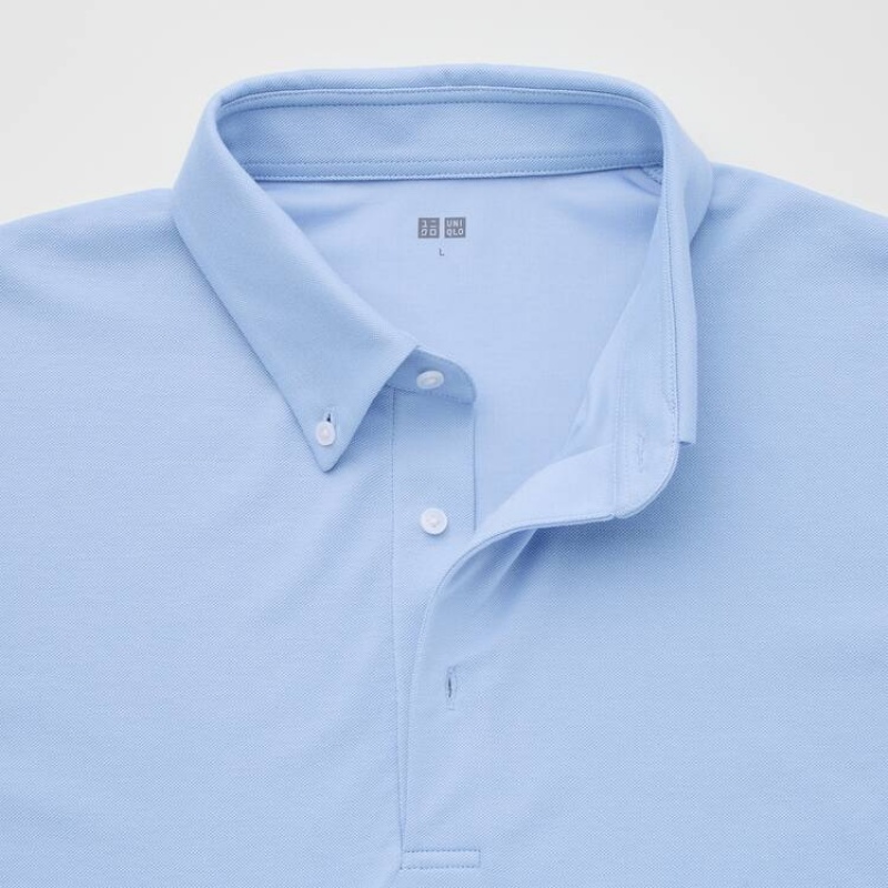 Uniqlo Airism Piqué Men's Polo Shirts Light Blue | UXDSCT503