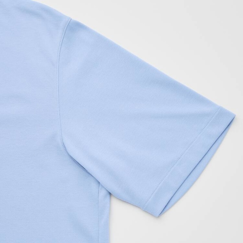 Uniqlo Airism Piqué Men's Polo Shirts Light Blue | UXDSCT503