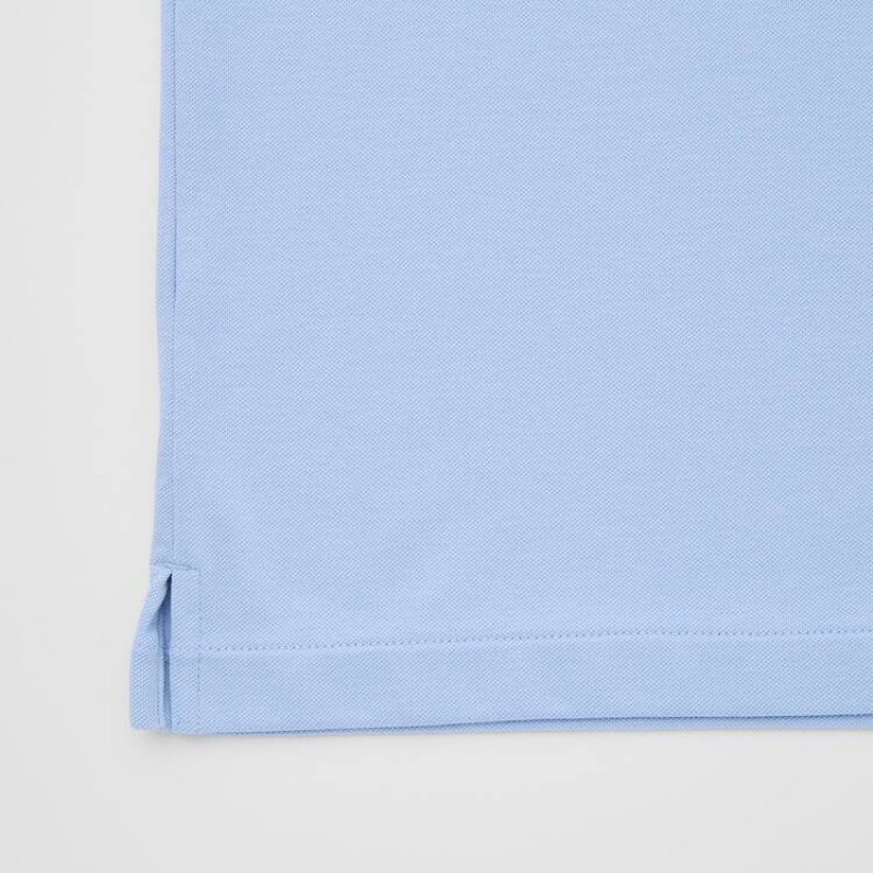 Uniqlo Airism Piqué Men's Polo Shirts Light Blue | UXDSCT503