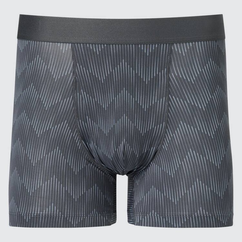 Uniqlo Airism Printed Boxers Men\'s Underwear Dark Grey | KSGQFW529