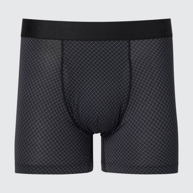 Uniqlo Airism Printed Boxers Men\'s Underwear Black | NAJZBS103