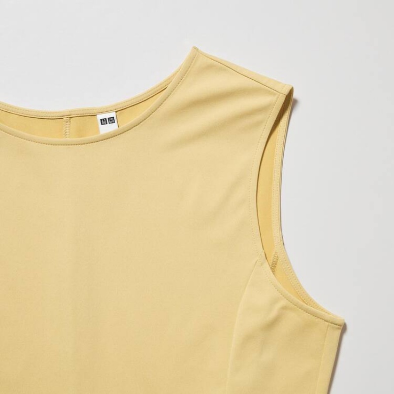 Uniqlo Airism Ultra Stretch Sleeveless Women's Dress Yellow | ZCKIUS156