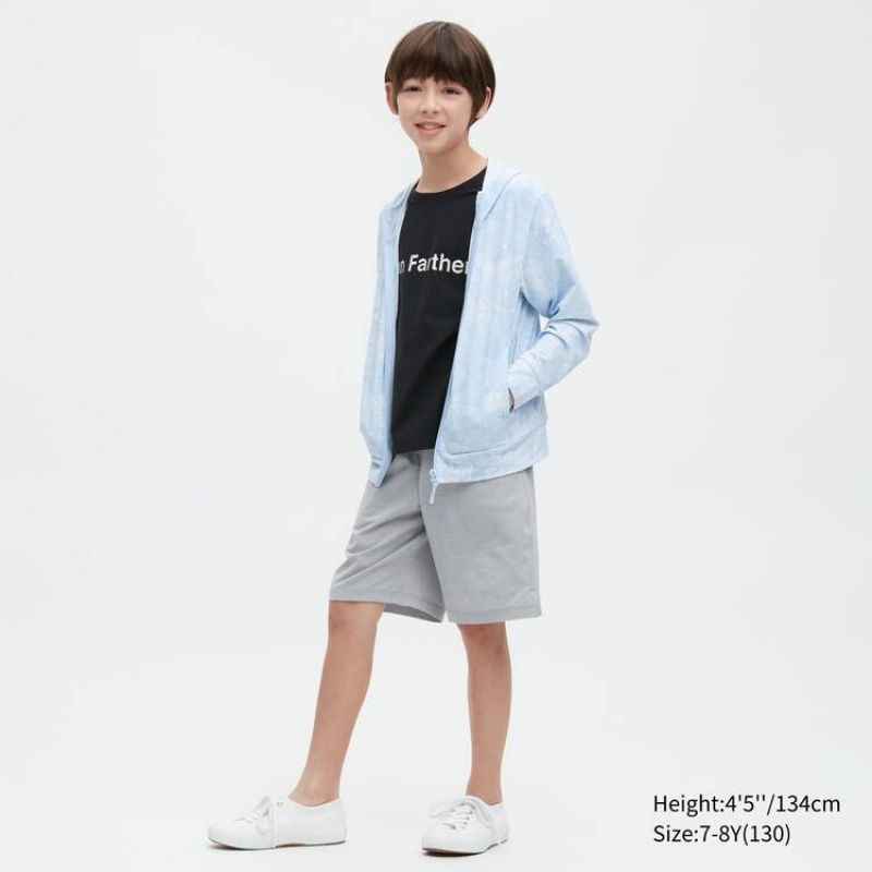 Uniqlo Airism Uv Protection Mesh Kids' Hoodie Light Blue | MVFWHG543