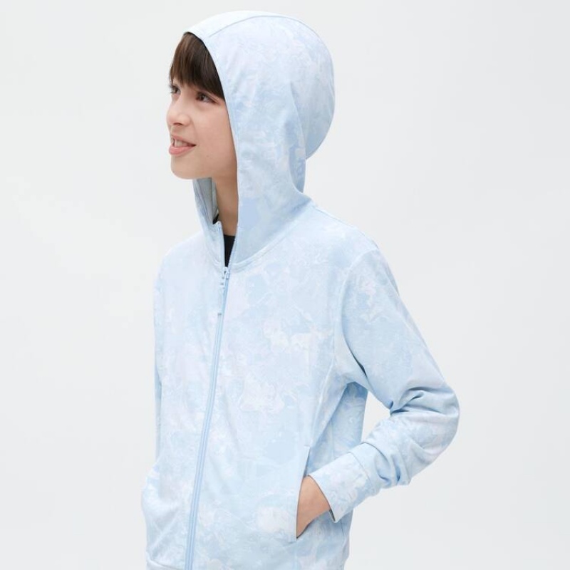 Uniqlo Airism Uv Protection Mesh Kids' Hoodie Light Blue | MVFWHG543