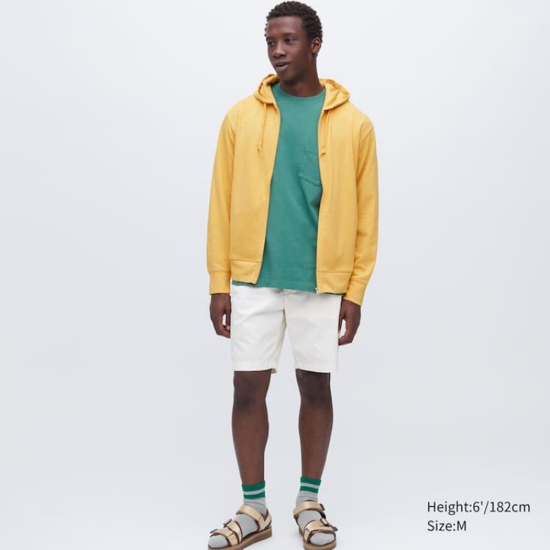 Uniqlo Airism Uv Protection Zipped Men's Hoodie Yellow | OGHNQY328