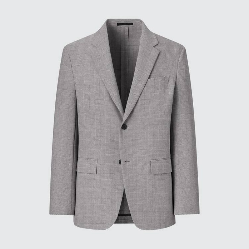 Uniqlo Airsense Ultra Light Glen Checked Men's Jackets Grey | UCVBIA850