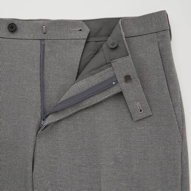 Uniqlo Airsense Ultra Light Houndstooth Men's Trousers Grey | UMRLJW791