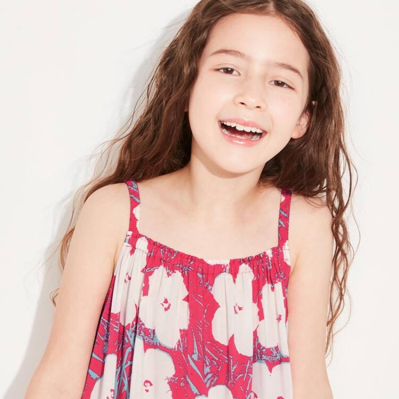 Uniqlo Andy Warhol Flowers Collection Ut Camisole Kids' Dress Pink | BTORAY371