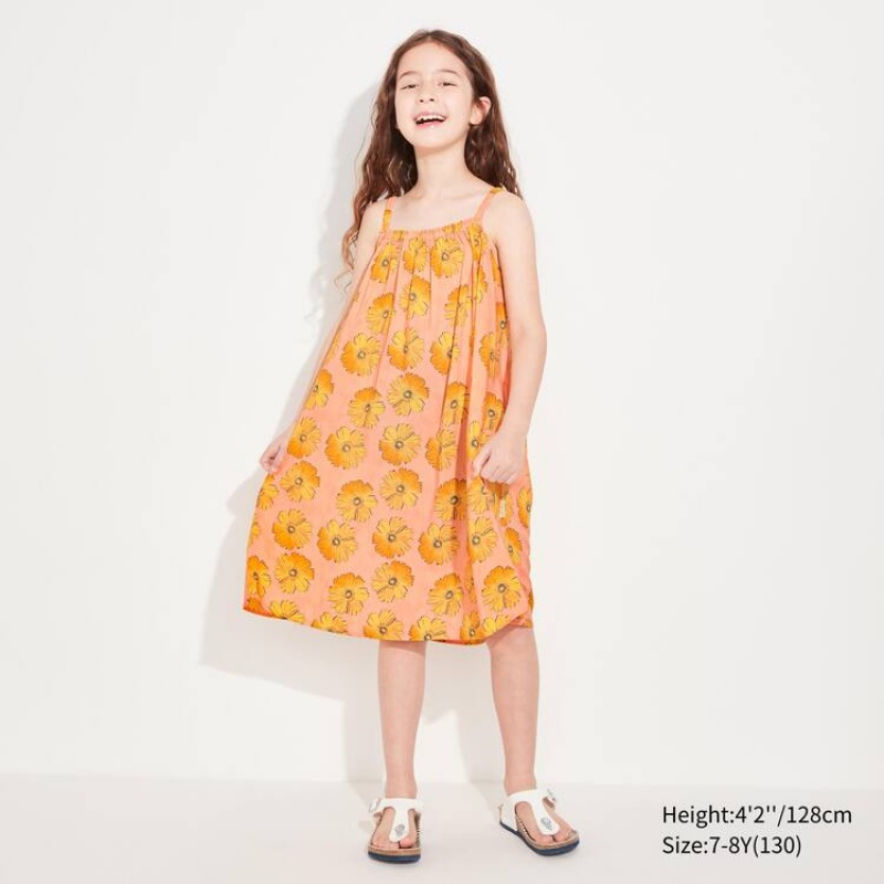 Uniqlo Andy Warhol Flowers Collection Ut Camisole Kids' Dress Light Orange | GFXCBJ952