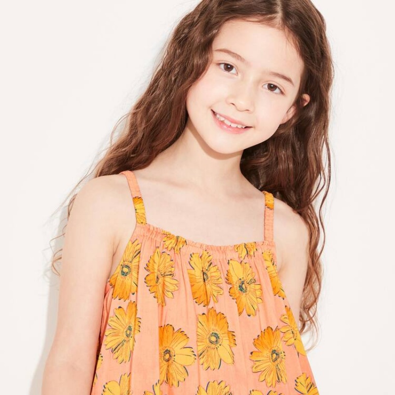 Uniqlo Andy Warhol Flowers Collection Ut Camisole Kids' Dress Light Orange | GFXCBJ952