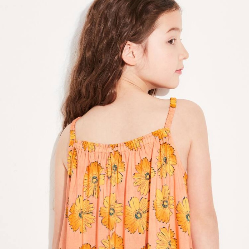 Uniqlo Andy Warhol Flowers Collection Ut Camisole Kids' Dress Light Orange | GFXCBJ952