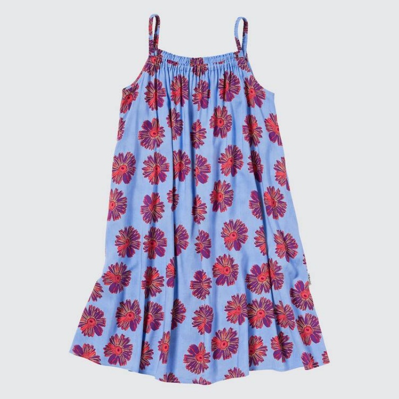 Uniqlo Andy Warhol Flowers Collection Ut Camisole Kids' Dress Blue | LWISQD278