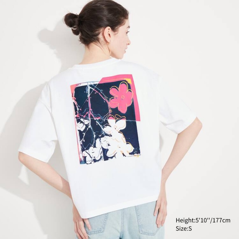 Uniqlo Andy Warhol Flowers Collection Ut Graphic Women's T Shirts White | WZGIDU542