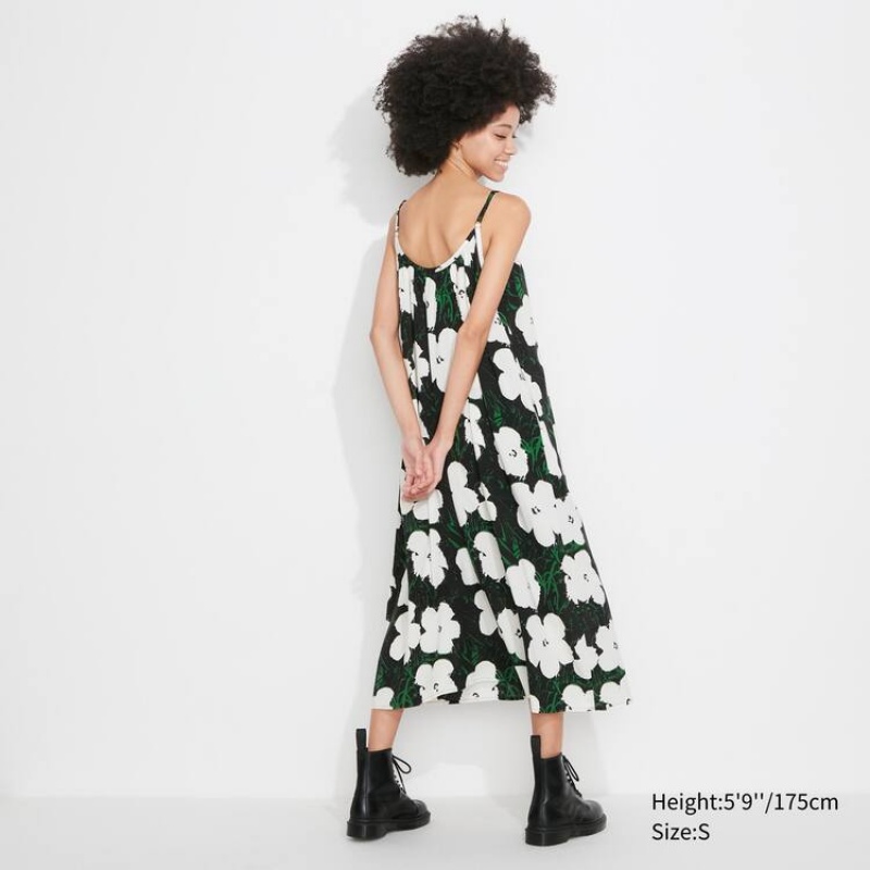 Uniqlo Andy Warhol Flowers Collection Ut Gathered Camisole Women's Dress Dark Green | HCYAME081