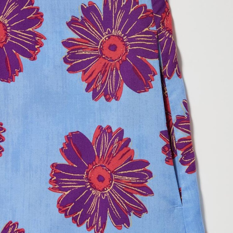 Uniqlo Andy Warhol Flowers Collection Ut Gathered Camisole Women's Dress Blue | IBSOMR687