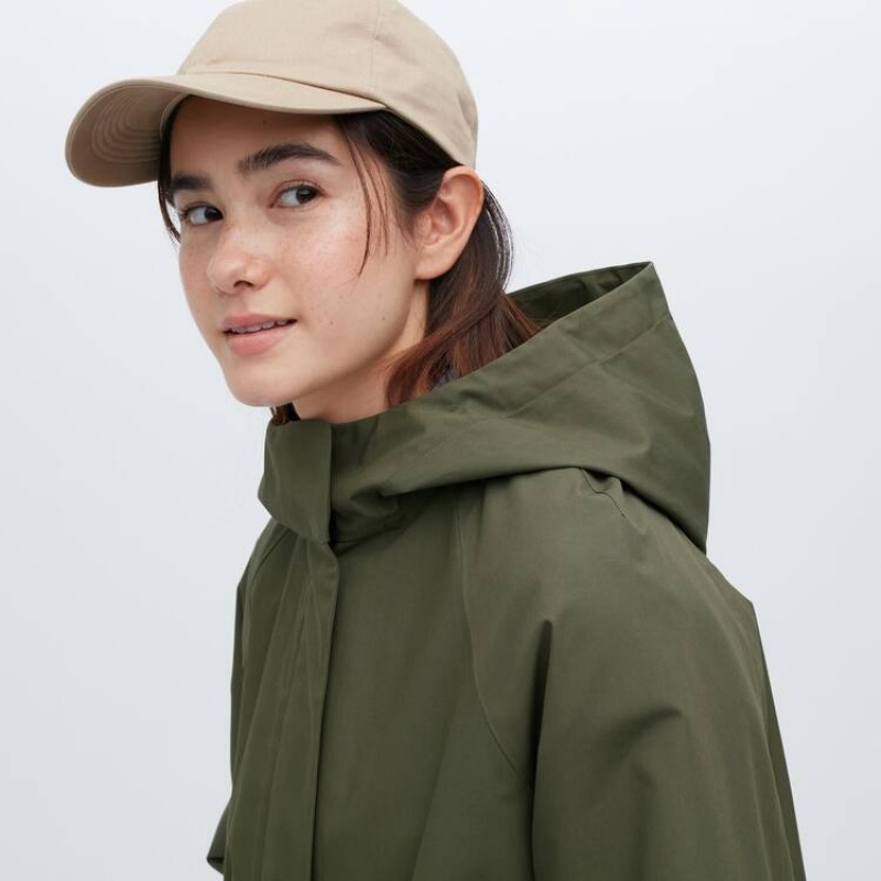 Uniqlo Blocktech Half Women's Coats Olive | RXSOCN796