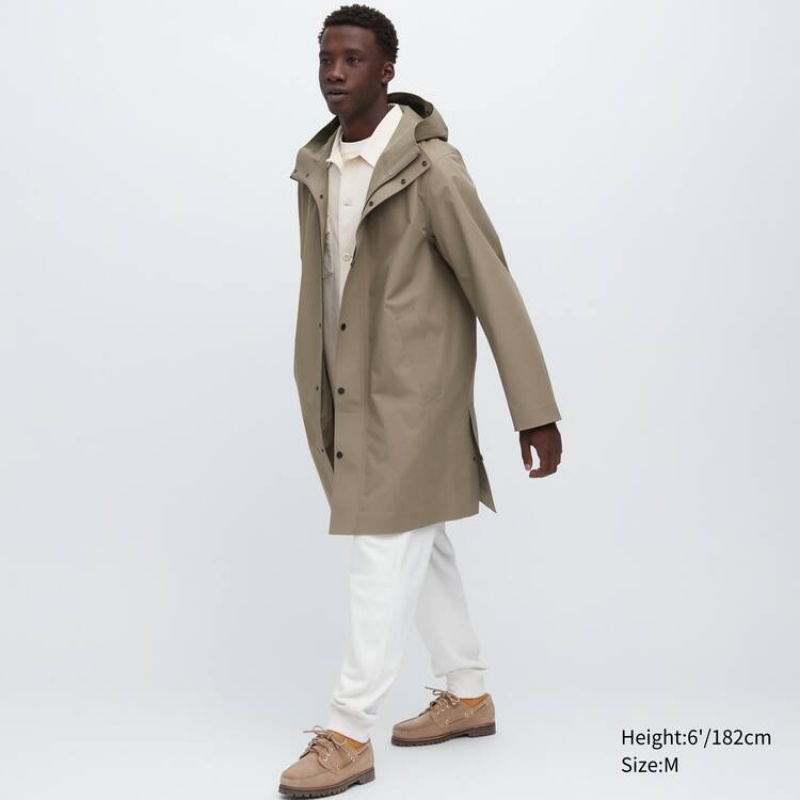 Uniqlo Blocktech Men\'s Coats Beige | LPREGB382