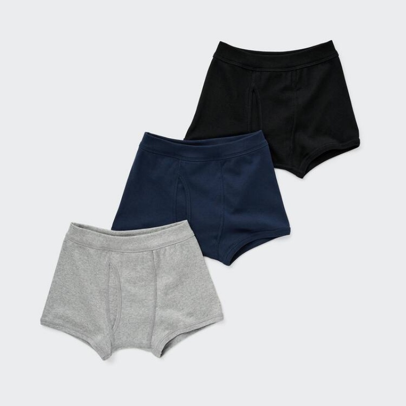 Uniqlo Boxer (Three Pairs) Kids\' Underwear Grey / Blue / Black | RGCMFQ985