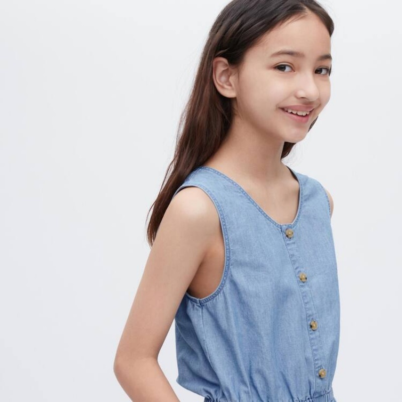 Uniqlo Chambray Kids' Jumpsuit Blue | AYTULG093