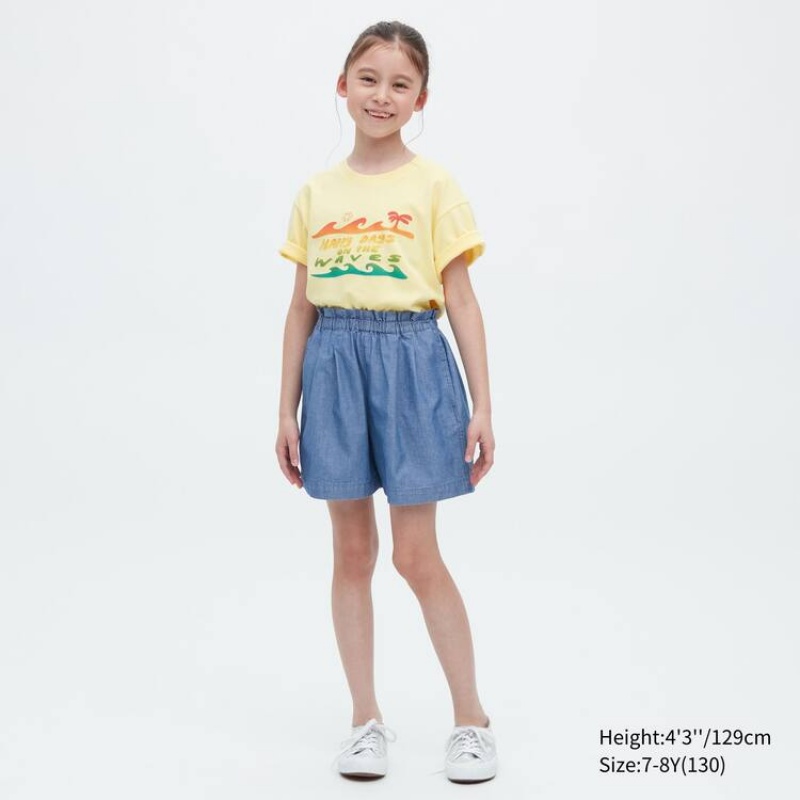 Uniqlo Chambray Kids' Shorts Blue | ZPEHSX157