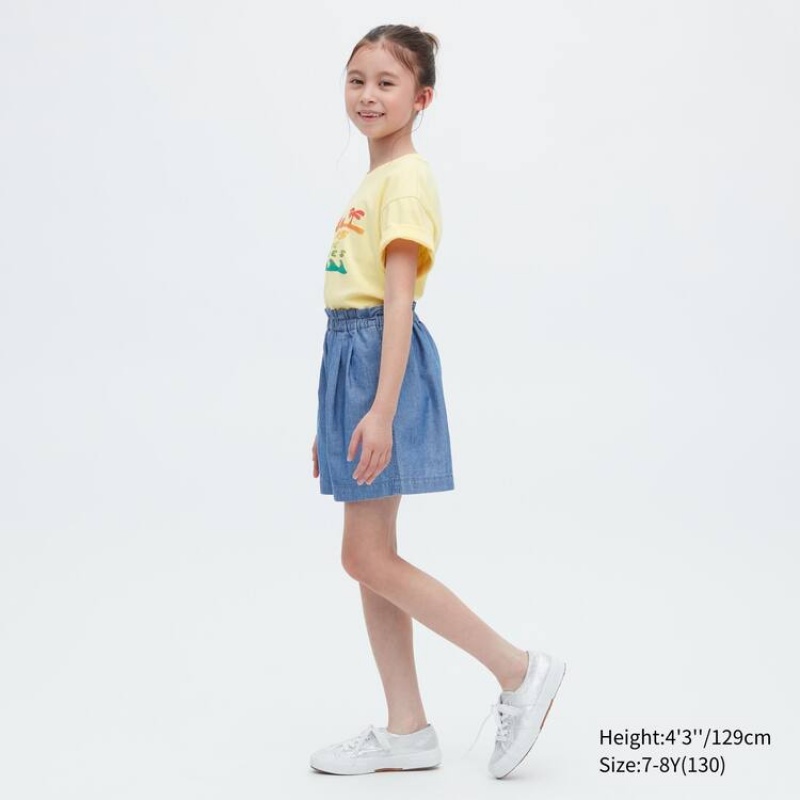 Uniqlo Chambray Kids' Shorts Blue | ZPEHSX157