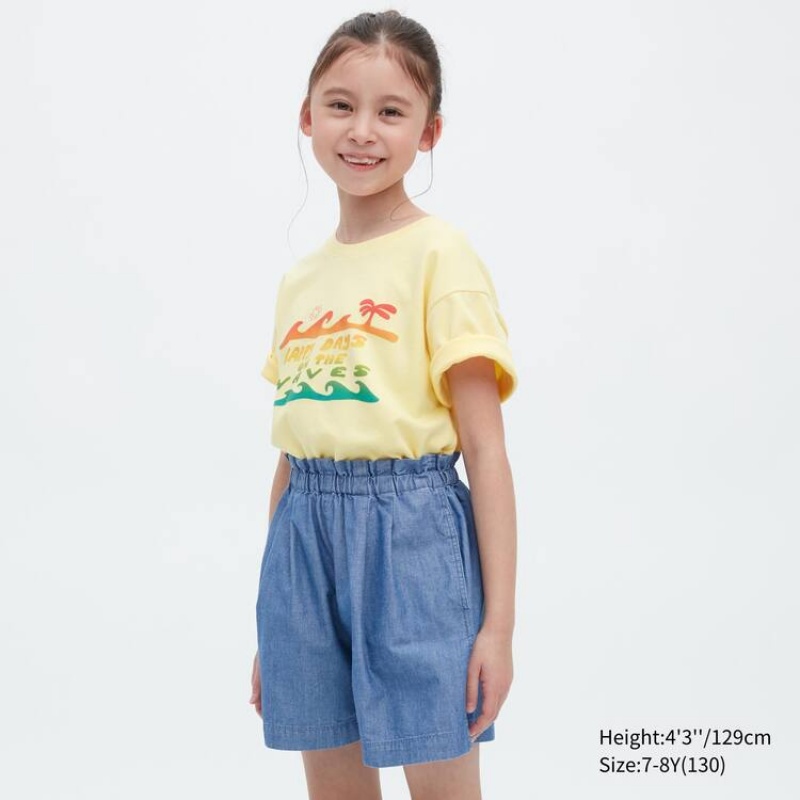 Uniqlo Chambray Kids\' Shorts Blue | ZPEHSX157